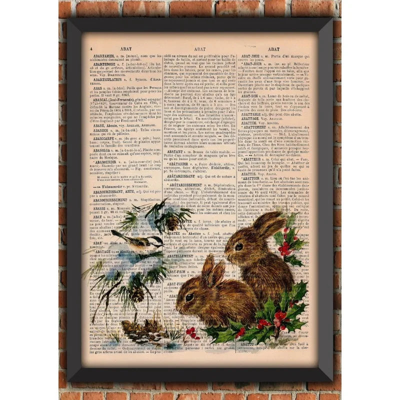 Bat Skeleton Dark Gothic Odd Scary Witch Punk Halloween Spooky Goth Vintage Art Home Decor Gift Poster Dictionary Page Print