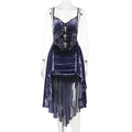 Gorgeous Victoria Gothic Velvet A-Line Dresses Female Elegant Evening Lolita Partywear Grunge Sling Lace Hem Alt Cloth