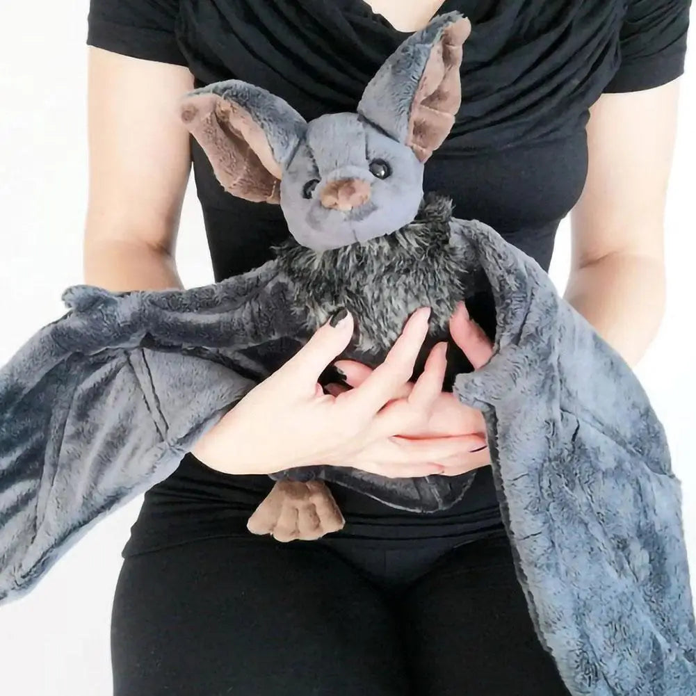25Cm Lovely Grey Bat Plush Stuffed Bat Doll Plush Throw Pillow for Boys and Girls Christmas Halloween Decoration Holiday Gifts