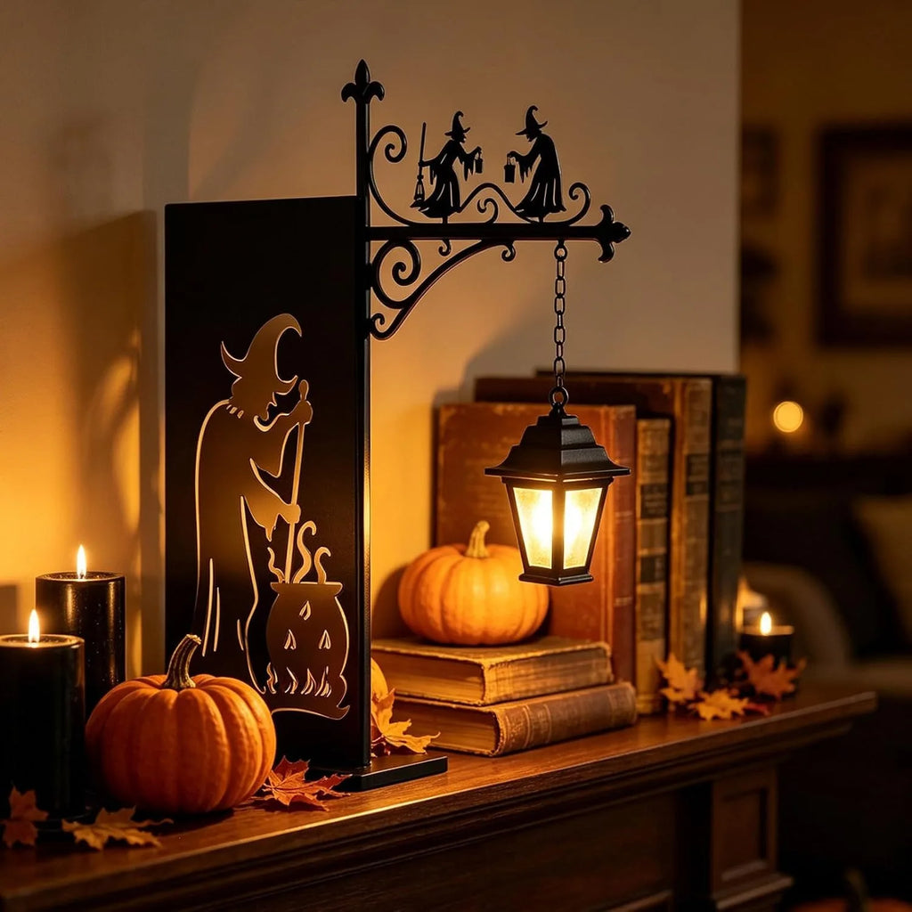 Halloween Retro Bookshelf Lighting Wall Mounted Reading Lamp Metal Gothic LED Night Light for Studious Home Room Ornament