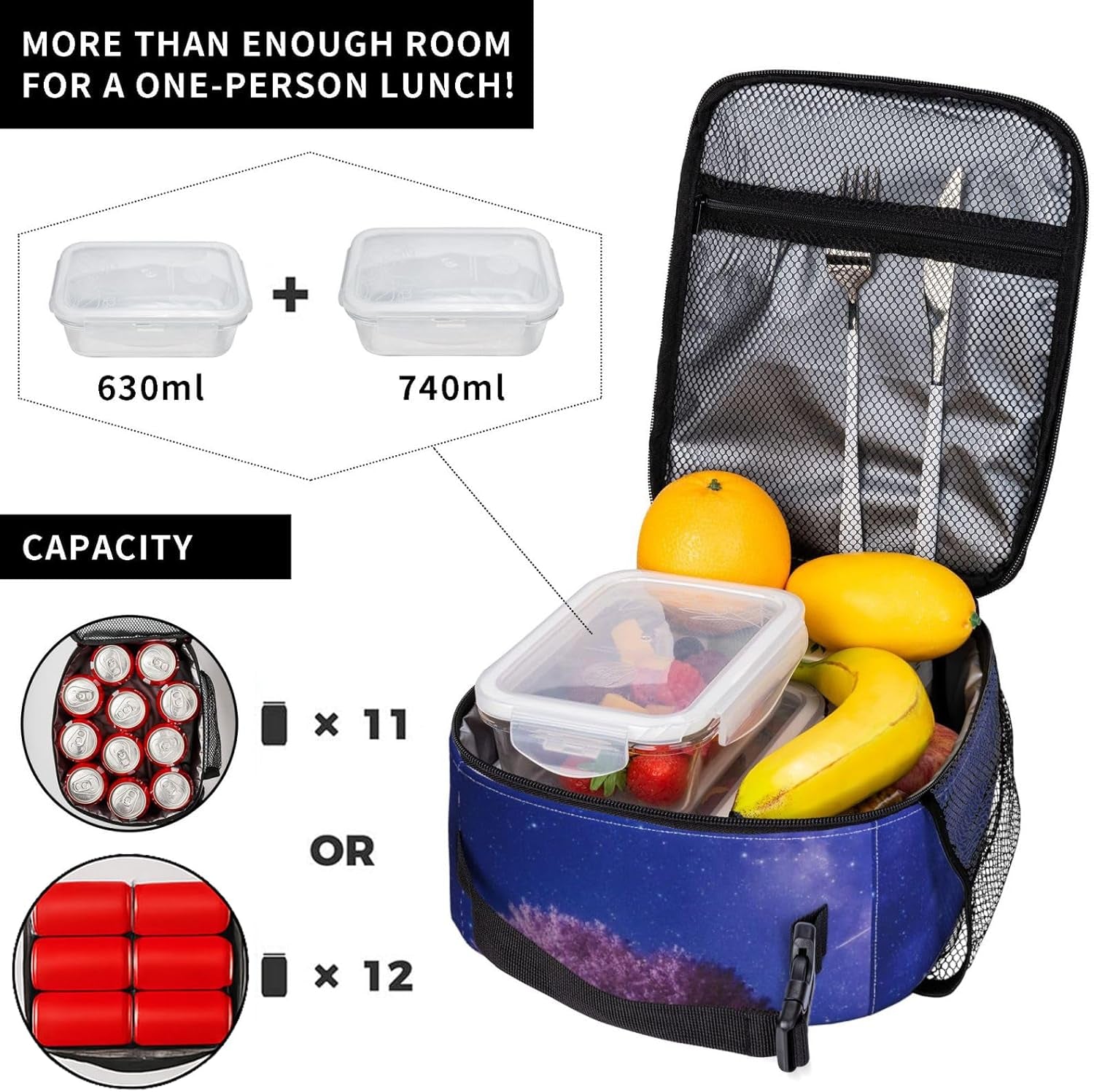 Goth Lunch Box for Women Kids Girls Men Insulated Lunch Bag Lunchbox Adults Lunch Tote Bags Reusable Cooler for Work Office School Picnic Travel