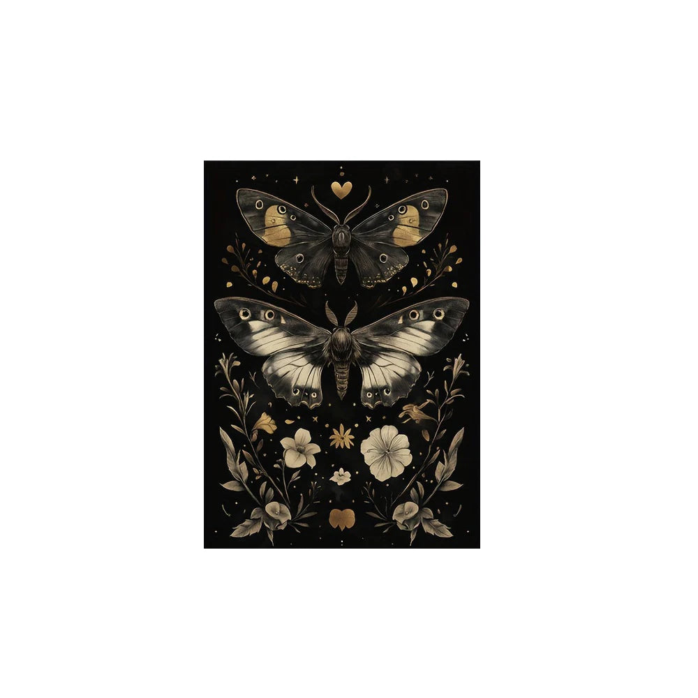 Gothic Plants Flowers Butteryfly Moths Canvas Prints Dark Art Moddy Wall Art Posters for Modern Living Room Halloween Home Decor