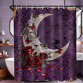 Purple Witchy Shower Curtain Gothic Moon Goth, 70 X 72 Inch | Waterproof Cloth Fabric, Includes Hooks, Bathroom Decor Sets