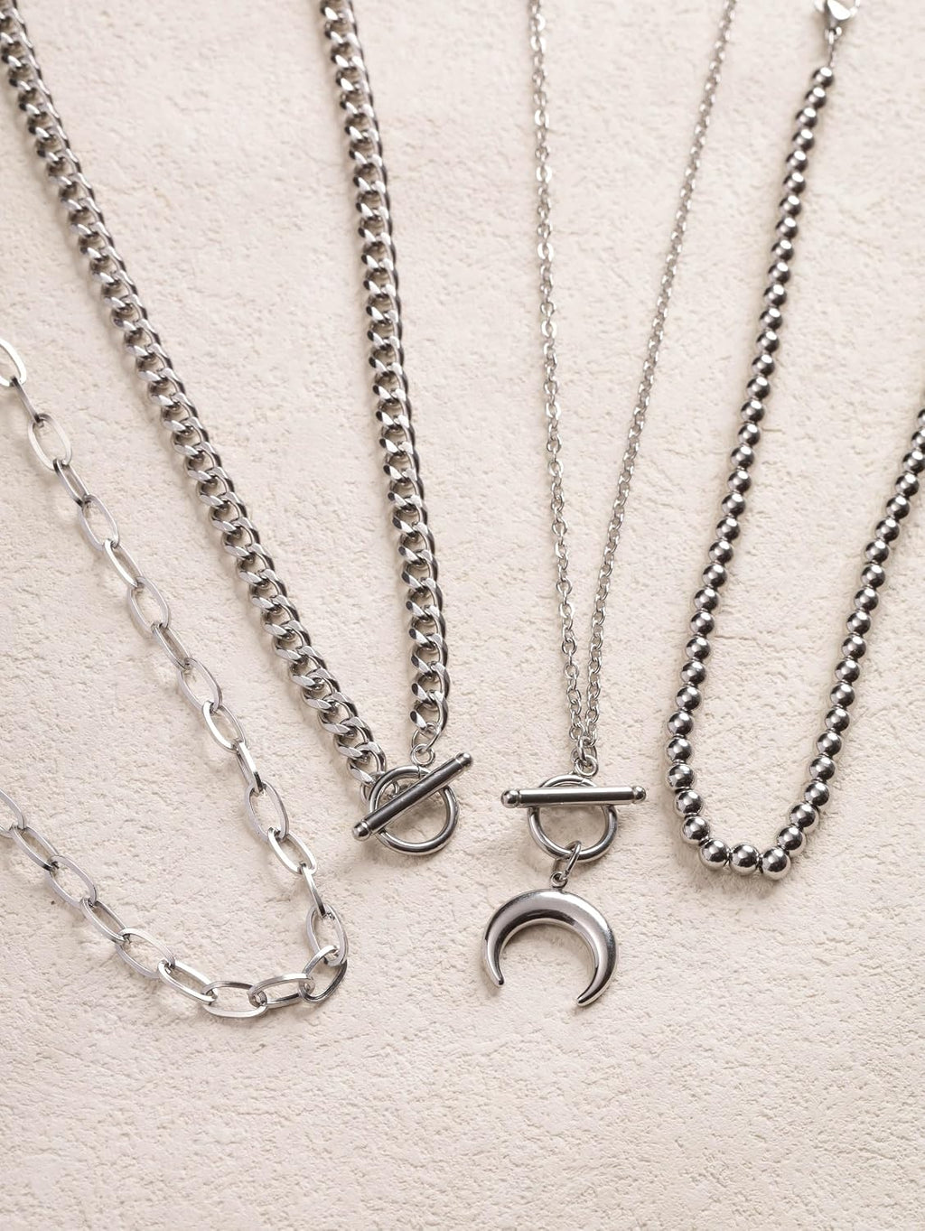 Layered Moon Choker Necklace, Gothic Punk Grunge Emo Y2K Aesthetic Necklace