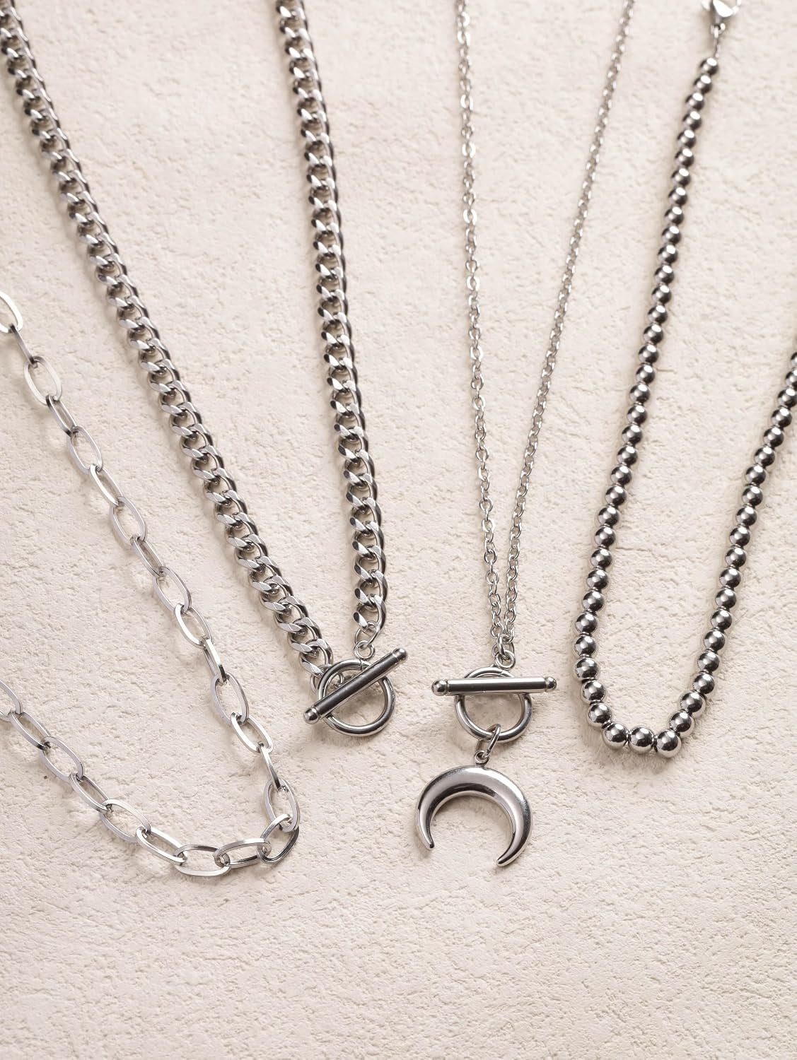 Layered Moon Choker Necklace, Gothic Punk Grunge Emo Y2K Aesthetic Necklace