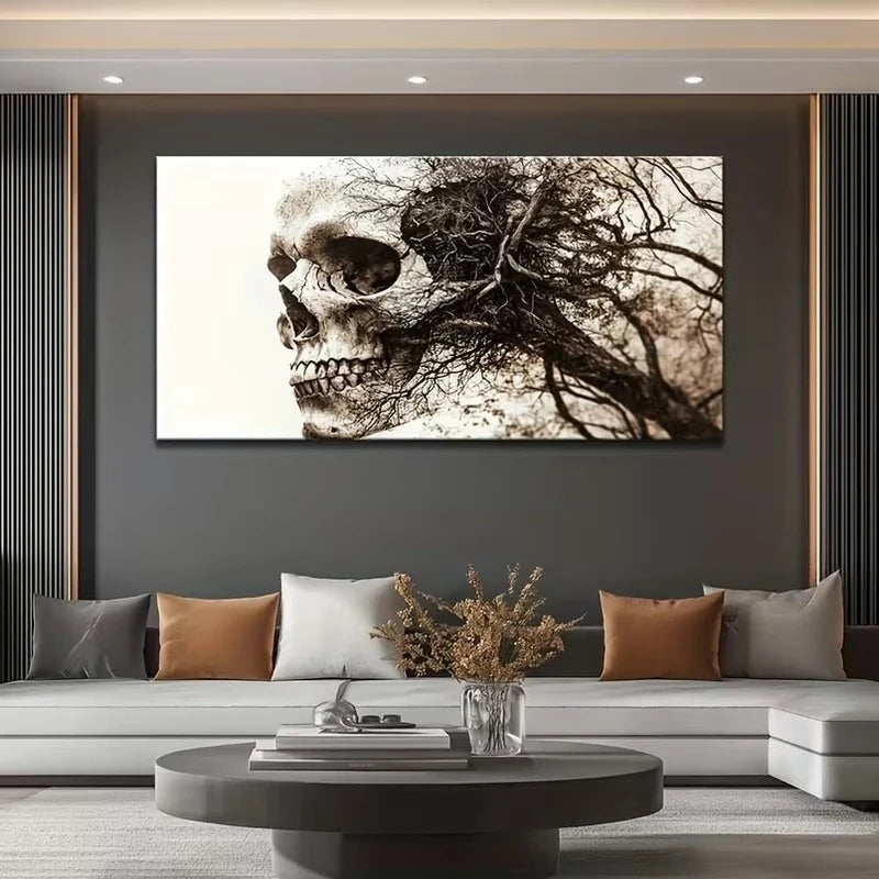 Modern Abstract Skull Tree Poster and Prints Landscape Art Canvas Painting Wall Art Picture for Living Room Home Decor Cuadros
