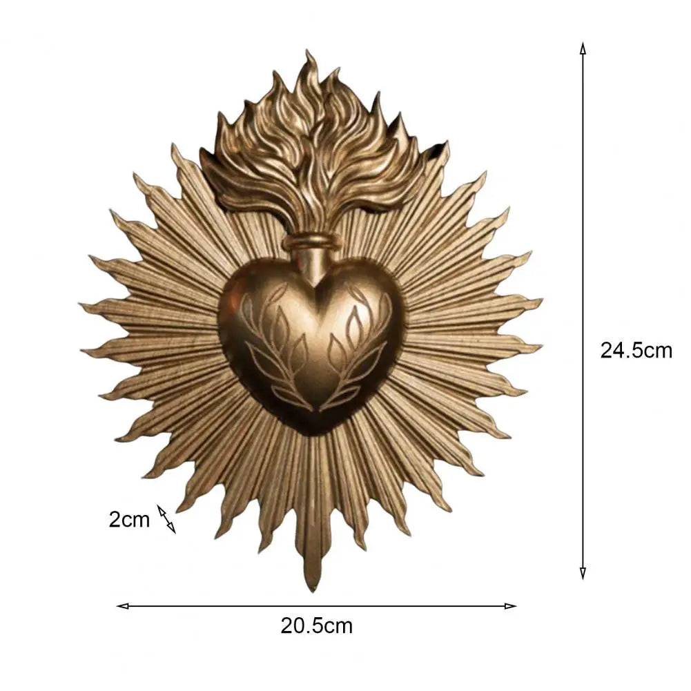 Sacred Heart Gothic Wall Plaque Home Decoration Prayer Stand Immaculate Heart of Mary Add Love Metal Plaque Holiday Wall Art