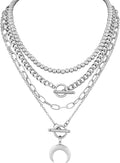 Layered Moon Choker Necklace, Gothic Punk Grunge Emo Y2K Aesthetic Necklace