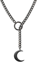 Goth Slip Chain Choker Necklace for Women Stainless Steel Cuban Chain Moon Necklace Punk Rock Collar Necklace Adjustable Lariat Y Necklace for Men