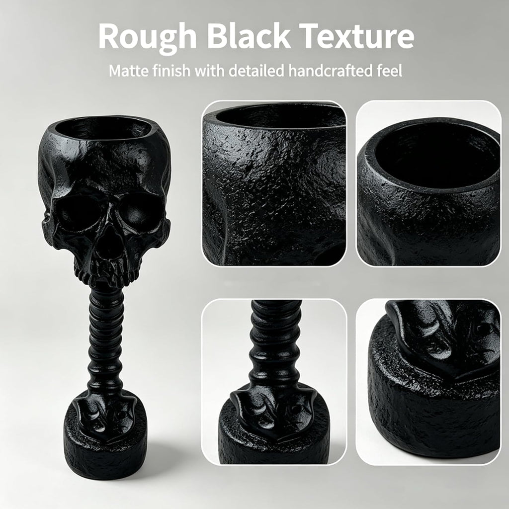 Gothic Skull Planter, Black Skeleton Vase for Goth Home Decor | 11.6" Skeleton Flower Pot, Indoor Plant Container for Halloween & Bathroom Decor;Skull Pot Self Watering