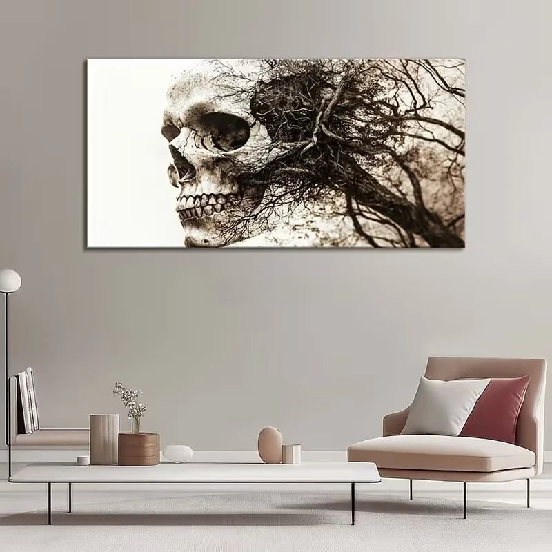 Modern Abstract Skull Tree Poster and Prints Landscape Art Canvas Painting Wall Art Picture for Living Room Home Decor Cuadros