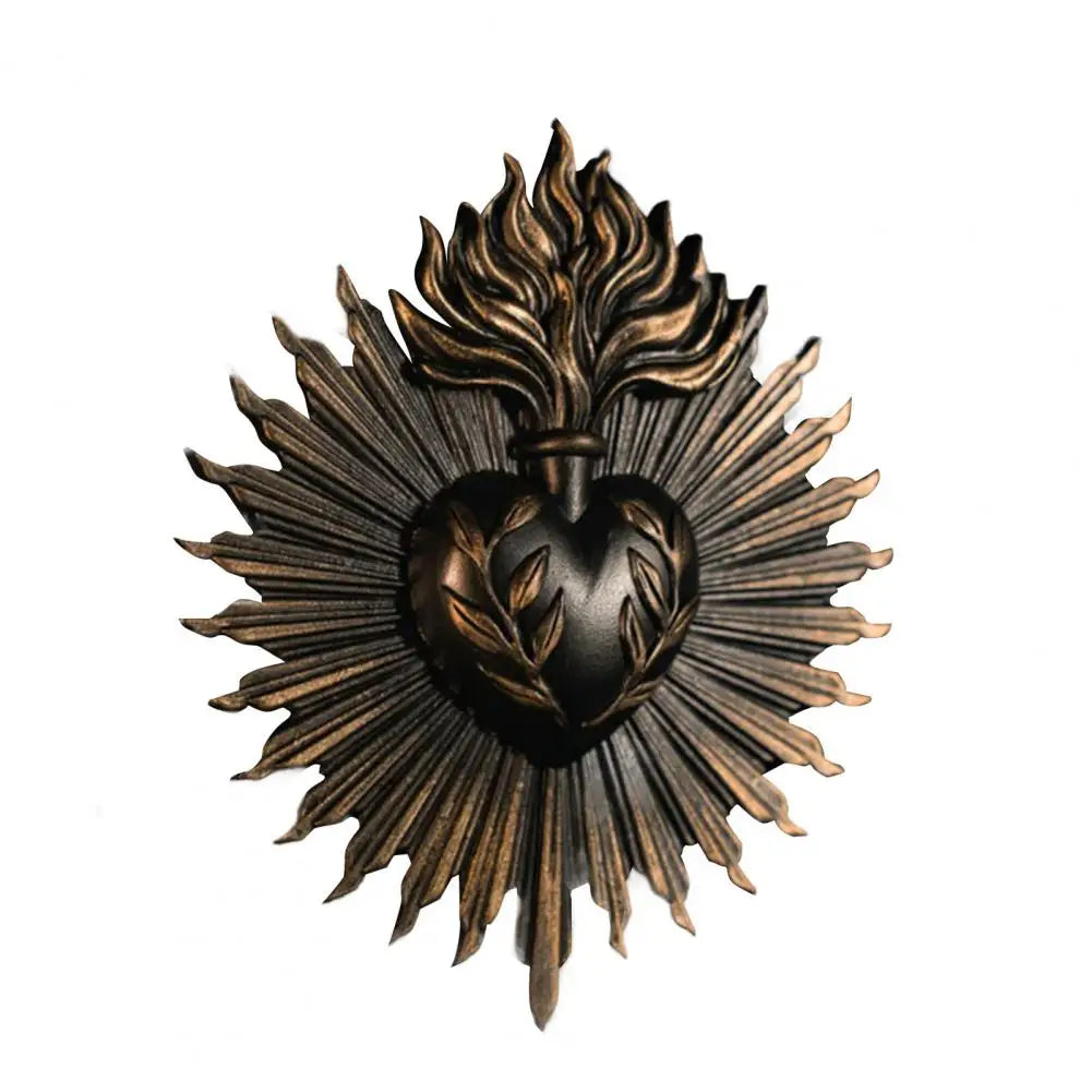Sacred Heart Gothic Wall Plaque Home Decoration Prayer Stand Immaculate Heart of Mary Add Love Metal Plaque Holiday Wall Art
