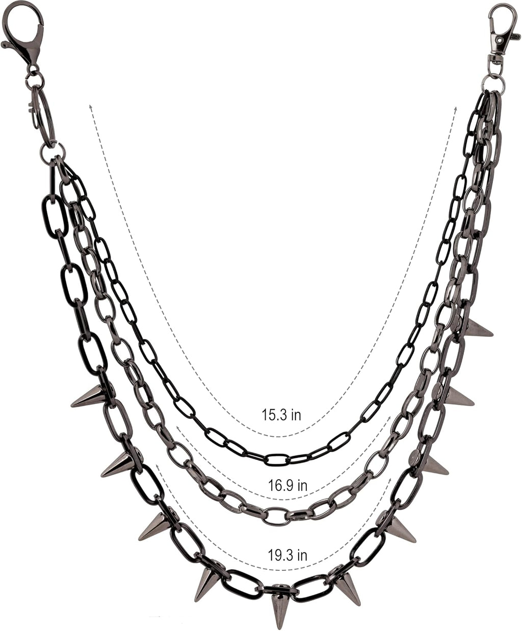 Goth Punk Layered Black Spike Pants Chain, Spiked Wallet Belt Chain, Goth Grunge Emo Punk Accessories, Jewelry Gift for Women
