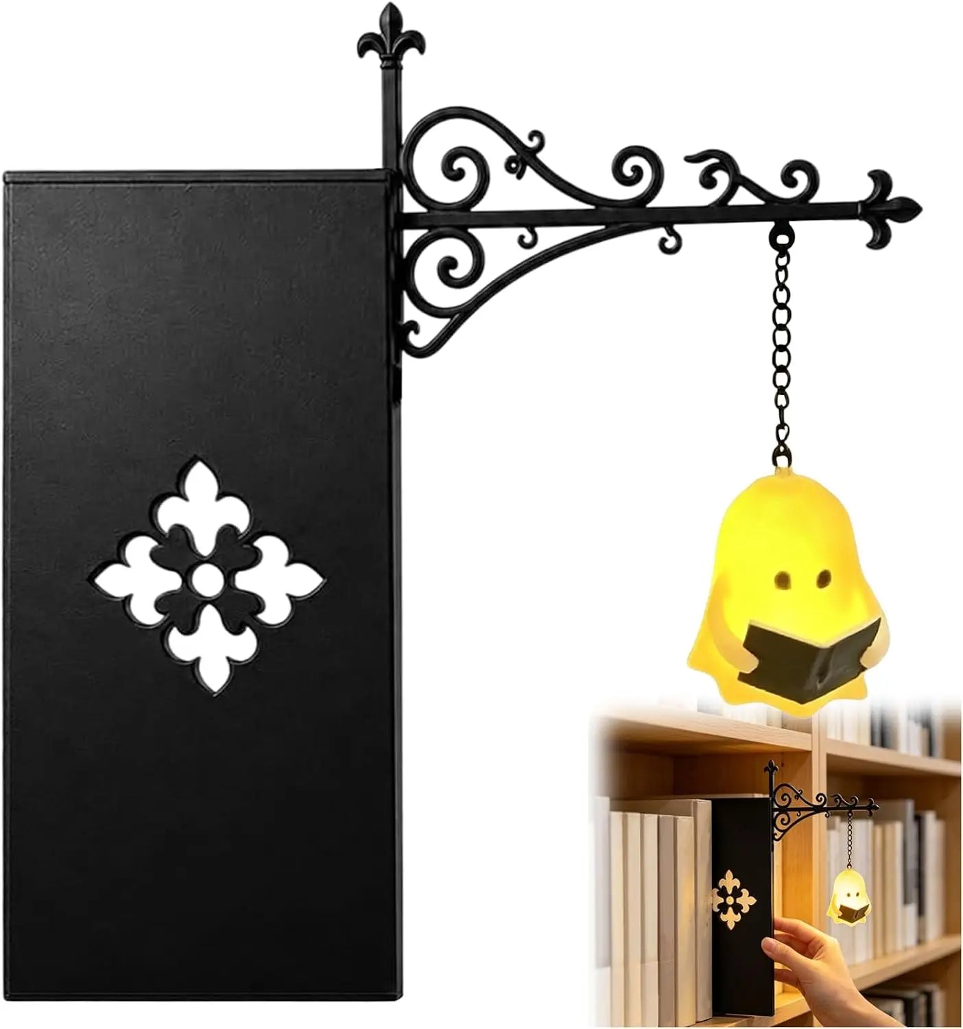 Halloween Retro Bookshelf Lighting Wall Mounted Reading Lamp Metal Gothic LED Night Light for Studious Home Room Ornament