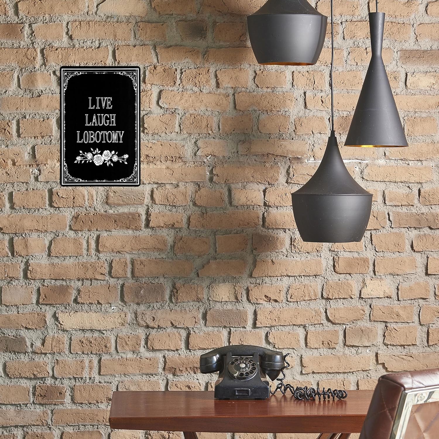 Live Laugh Lobotomy Decorative Chic Gothic Metal Sign | for Outdoor Yard or Indoor Home Room Wall Decor, Funny Dark Humor