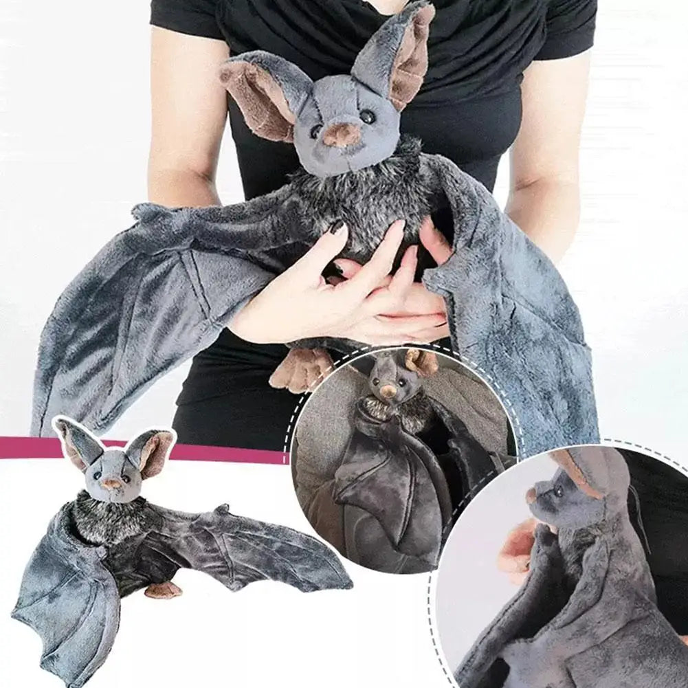 25Cm Lovely Grey Bat Plush Stuffed Bat Doll Plush Throw Pillow for Boys and Girls Christmas Halloween Decoration Holiday Gifts
