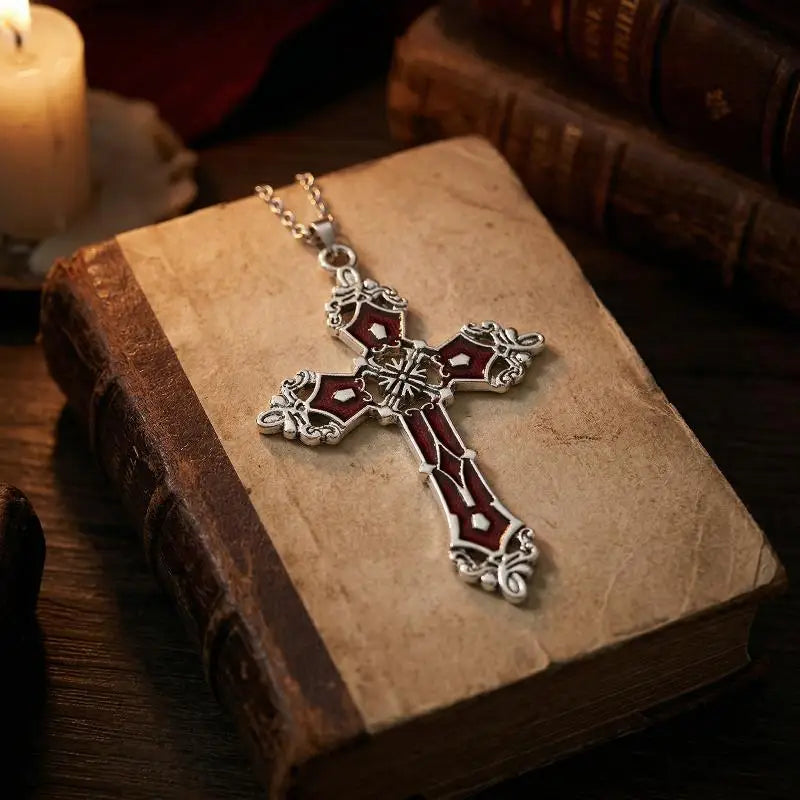 5Pcs Gothic Necklace Set for Women Halloween Jewelry Heart Bat Spider Cross Pendant Sweater Chain Trendy Daily Accessories Gift