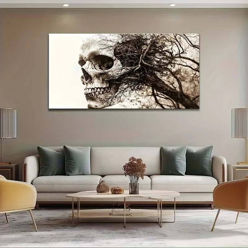 Modern Abstract Skull Tree Poster and Prints Landscape Art Canvas Painting Wall Art Picture for Living Room Home Decor Cuadros