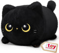 Black Cat Plush Kawaii Plushies, Ultra-Soft Feel, 8 in | Starry-Eyed Cat Design, 8 in Portable Size, Cuddly Plush, Gentle Machine Washable, Desk Decor, for Kids, Teens & Cat Lovers