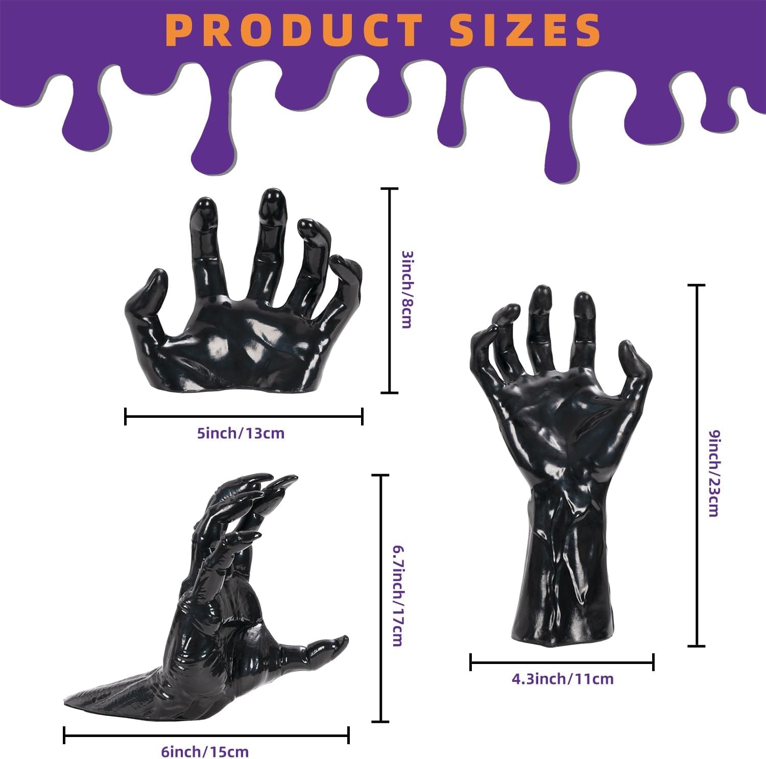 Halloween Wall Decor, Gothic Set of 3, LED Candle Hands Indoor Decoration | Halloween Wall Decorations Set of 3, Gothic Reaching Hands with LED Candles, Life-Sized Horror Props for Indoor Outdoor Party