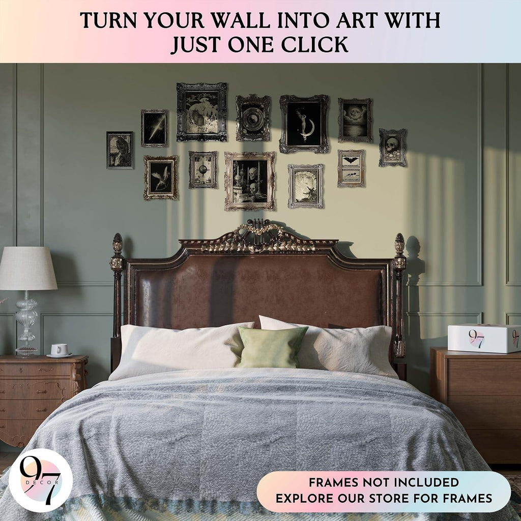Gothic Wall Art, 9 Spooky Witchy Prints, 8X10 Unframed | Dark Academia and Grunge Designs, 3 8X10, 4 5X7, 5 4X6 Prints, Halloween Dorm and Bedroom Decor