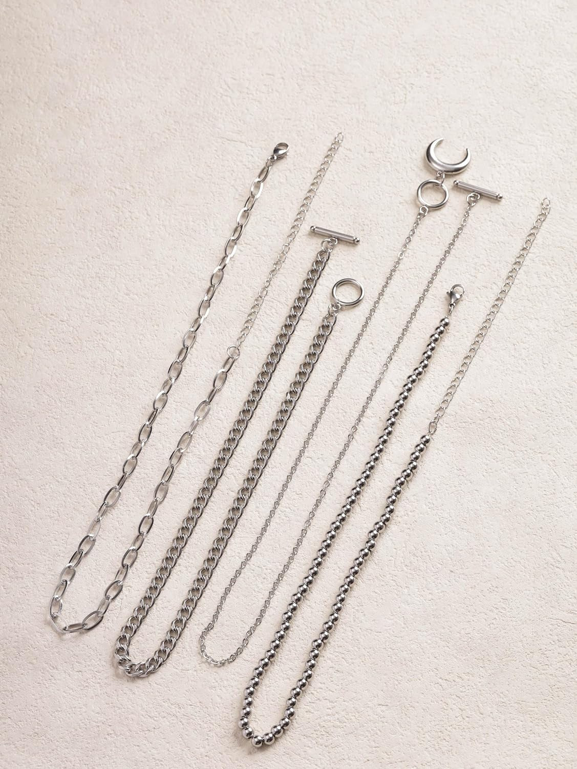 Layered Moon Choker Necklace, Gothic Punk Grunge Emo Y2K Aesthetic Necklace