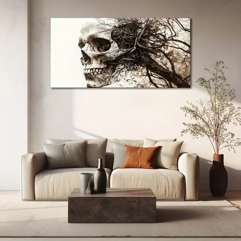 Modern Abstract Skull Tree Poster and Prints Landscape Art Canvas Painting Wall Art Picture for Living Room Home Decor Cuadros