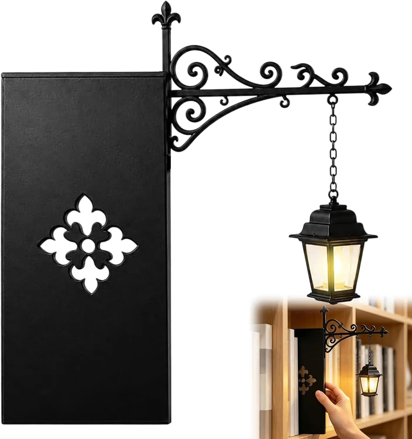 Halloween Retro Bookshelf Lighting Wall Mounted Reading Lamp Metal Gothic LED Night Light for Studious Home Room Ornament