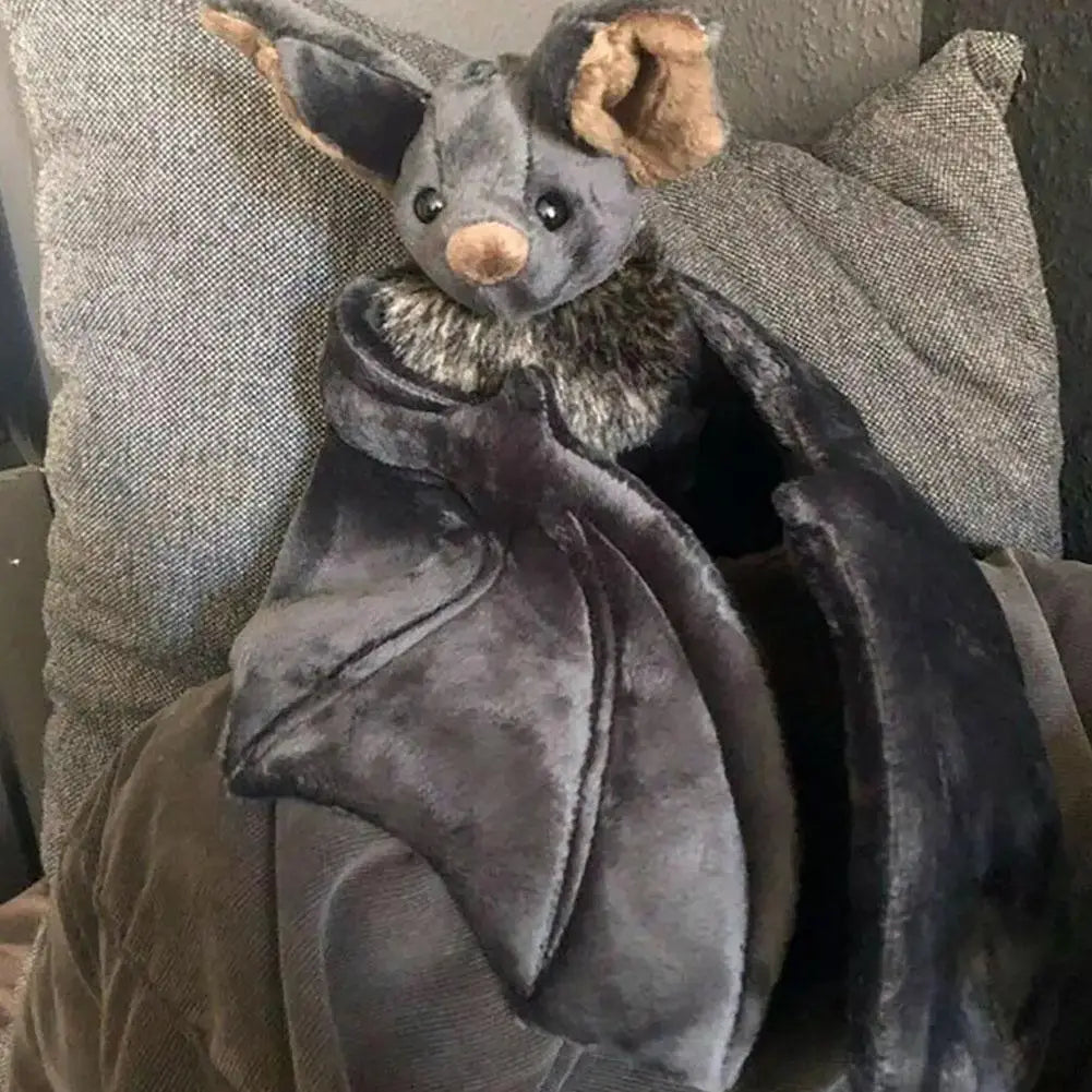 25Cm Lovely Grey Bat Plush Stuffed Bat Doll Plush Throw Pillow for Boys and Girls Christmas Halloween Decoration Holiday Gifts