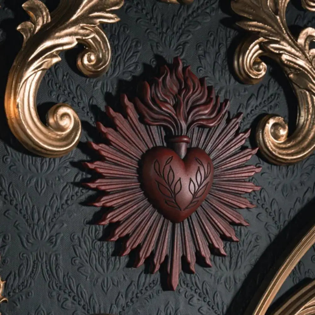 Sacred Heart Gothic Wall Plaque Home Decoration Prayer Stand Immaculate Heart of Mary Add Love Metal Plaque Holiday Wall Art