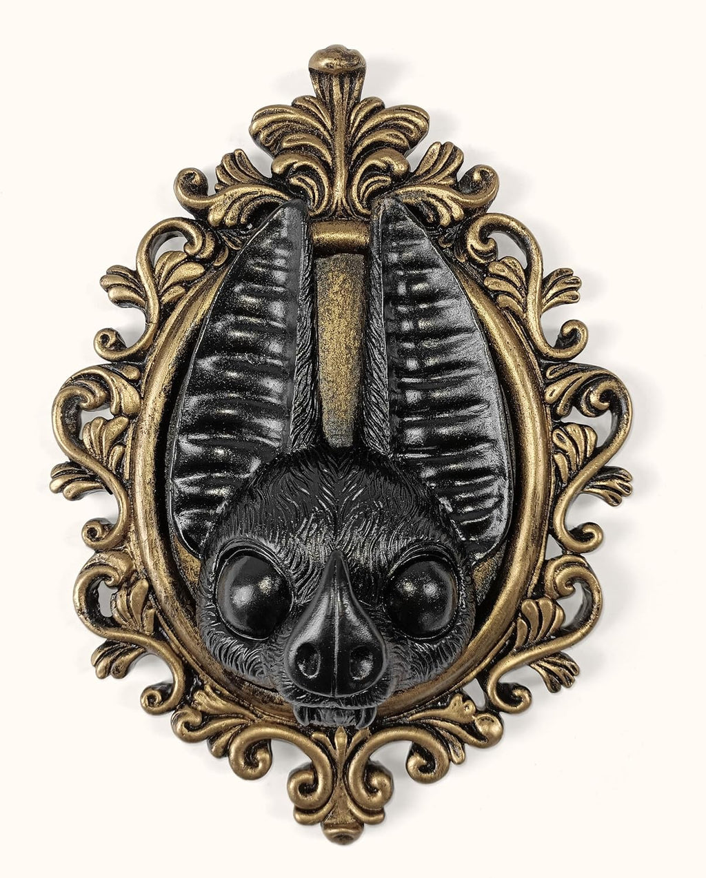 Black and Gold Bat Wall Sculpture, Gothic Wall Art Statue | Single Bat Wall Sculpture, Black and Gold Finish, Gothic and Halloween Accent, Living Room or Bedroom Wall