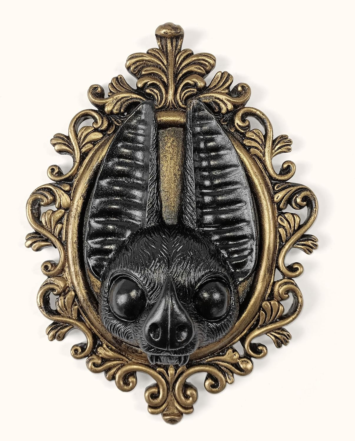 Black and Gold Bat Wall Sculpture, Gothic Wall Art Statue | Single Bat Wall Sculpture, Black and Gold Finish, Gothic and Halloween Accent, Living Room or Bedroom Wall