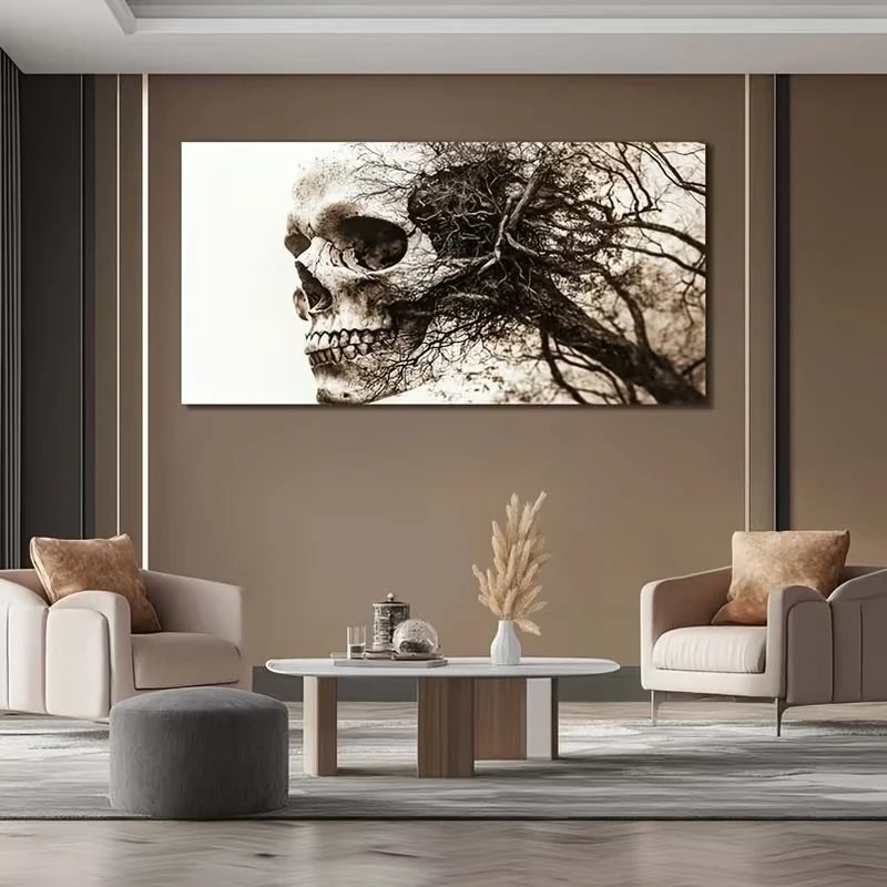 Modern Abstract Skull Tree Poster and Prints Landscape Art Canvas Painting Wall Art Picture for Living Room Home Decor Cuadros