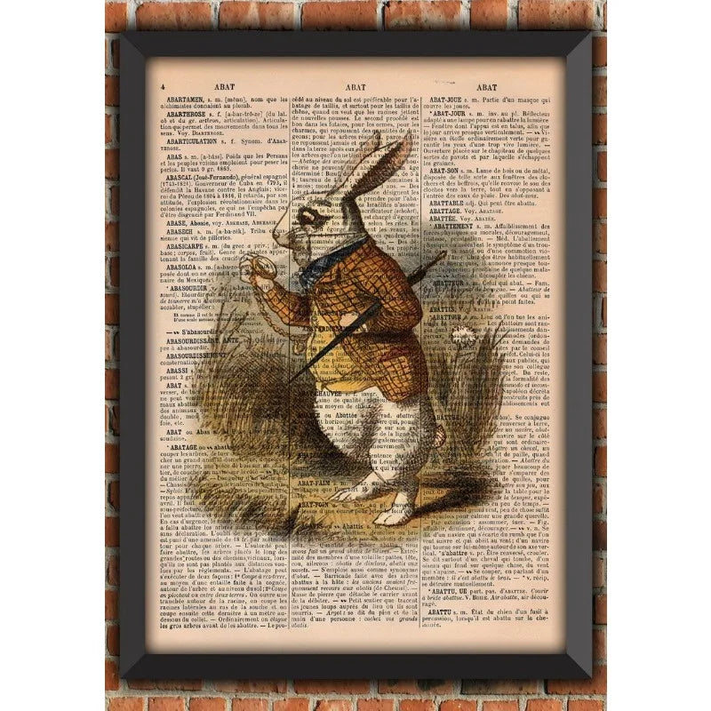Bat Skeleton Dark Gothic Odd Scary Witch Punk Halloween Spooky Goth Vintage Art Home Decor Gift Poster Dictionary Page Print
