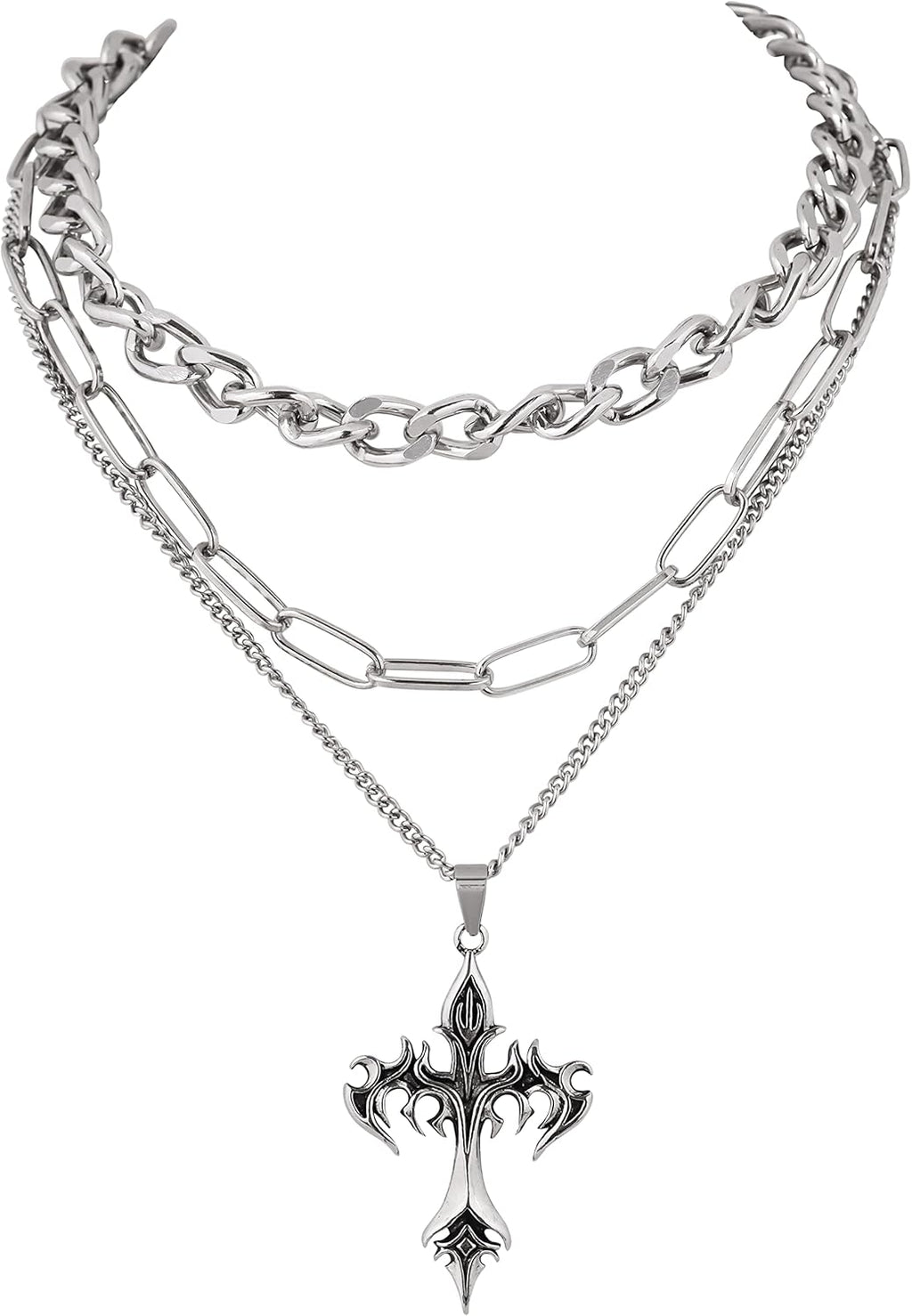 Goth Layered Star Choker Necklace, Gothic Punk Grunge Emo Necklace