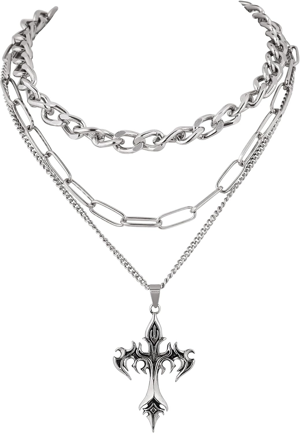 Goth Layered Star Choker Necklace, Gothic Punk Grunge Emo Necklace