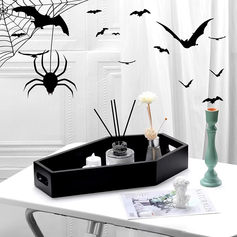 Coffin Shape Black Tray Storage Box Gothic Home Wood Tray Halloween Decoration Birthday Christmasthanksgiving Day Present Gift