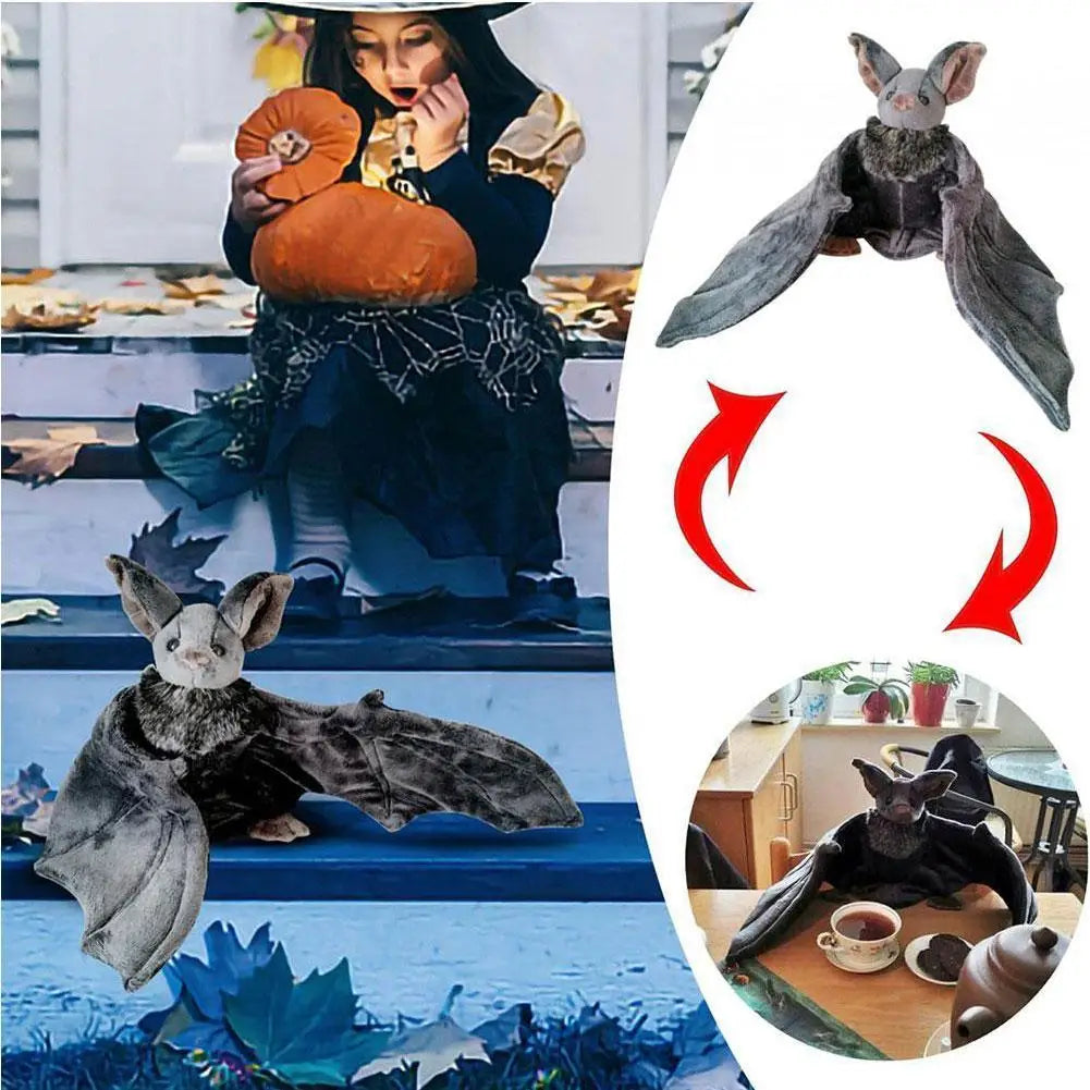 25Cm Lovely Grey Bat Plush Stuffed Bat Doll Plush Throw Pillow for Boys and Girls Christmas Halloween Decoration Holiday Gifts