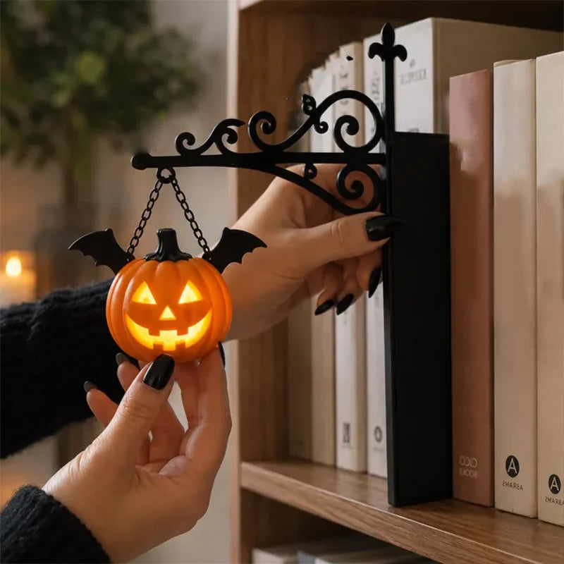 Halloween Retro Bookshelf Lighting Wall Mounted Reading Lamp Metal Gothic LED Night Light for Studious Home Room Ornament